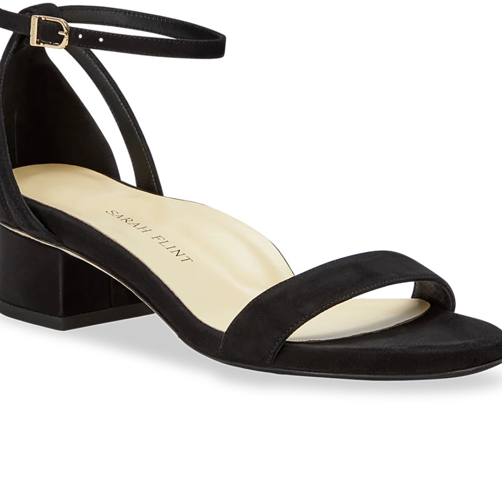 Sarah Flint Black Sandals with Ankle Strap and Block Heel Perfect 30